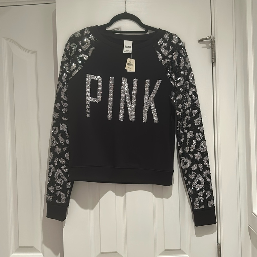Y2K PINK Sequin Leopard Print Sleeve Shirt